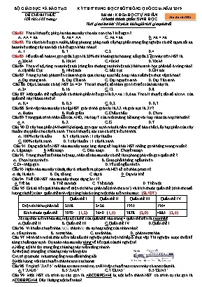 Đề thi Trung học Phổ thông Quốc gia môn Sinh học năm 2019 - Mã đề 205 - Bộ giáo dục và đào tạo
